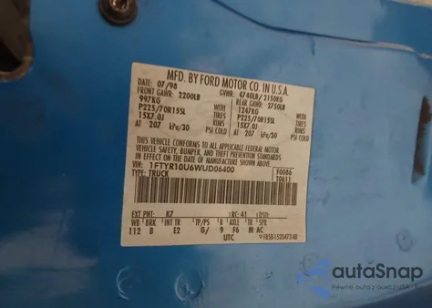 1998 Ford Ranger Splash/Xl/Xlt из США, поврежденный, VIN 1FTYR10U6WUD06400